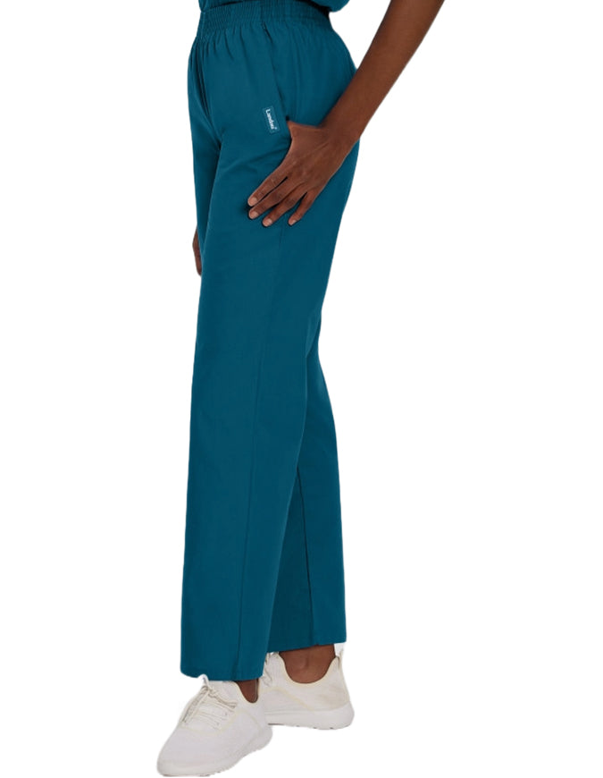 Landau Women Classic Relaxed Elastic Waist Medical Scrub Pants Caribbean Blue