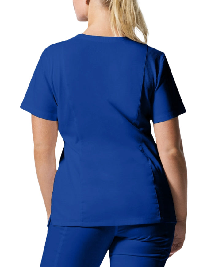 Landau ProFlex Women's 3 Pocket V-Neck Scrub Top Galaxy Blue