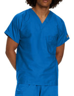 Landau ScrubZone 27.5 Inch Unisex V-Neck Scrub Top Royal Blue