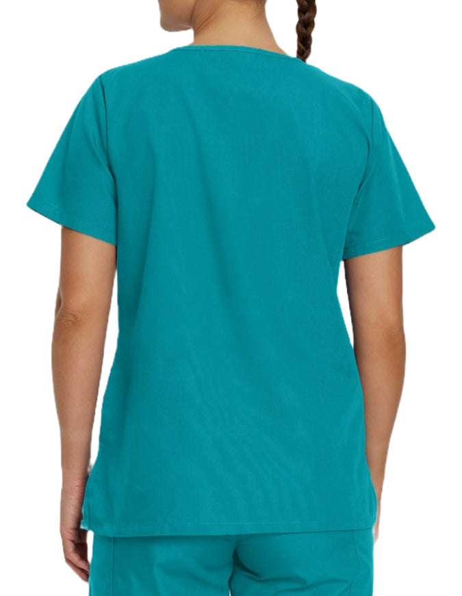 Landau ScrubZone Women's Double Pocket V-Neck Nursing Top - Teal Blue