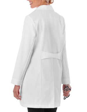 META Pro Women's 33 Inch High Collar Stretch Lab Coat - White