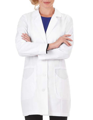 META Pro Women's 33 Inch High Collar Stretch Lab Coat - White