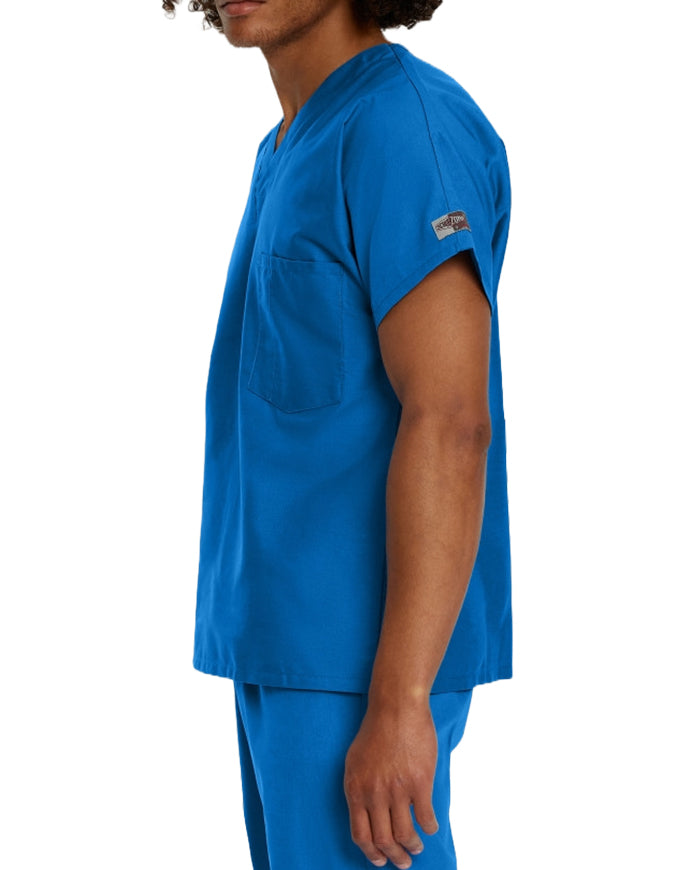 Landau ScrubZone 27.5 Inch Unisex V-Neck Scrub Top Royal Blue