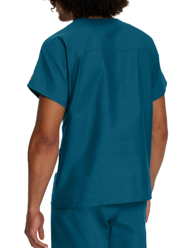 Landau ScrubZone 27.5 Inch Unisex V-Neck Scrub Top Caribbean Blue