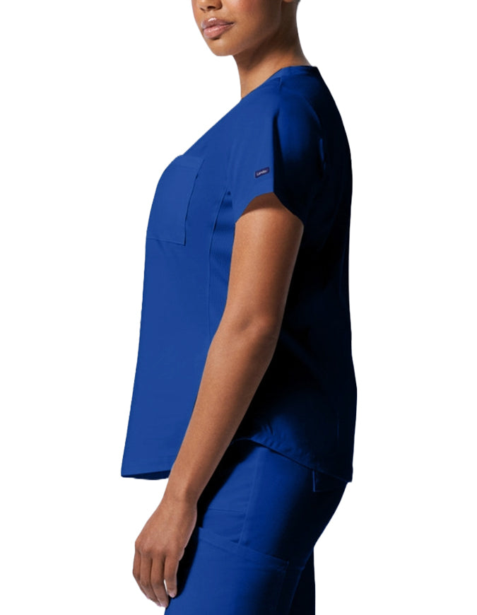 Landau ProFlex Women's 2 Pocket V-Neck Scrub Top Royal Blue