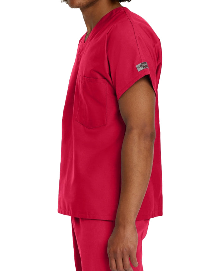 Landau ScrubZone 27.5 Inch Unisex V-Neck Scrub Top Landau ScrubZone 27.5 Inch Unisex V-Neck Scrub Top Red