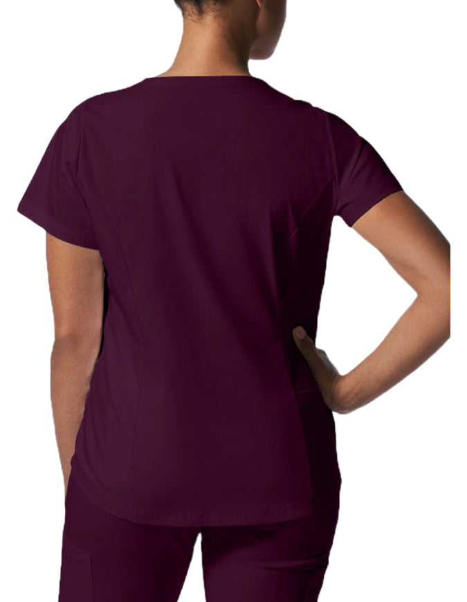 Landau ProFlex Women's 2 Pocket V-Neck Scrub Top Wine