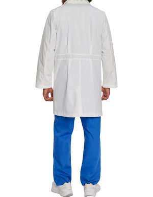 Landau Men 4-Button Staff-Length White Lab Coat