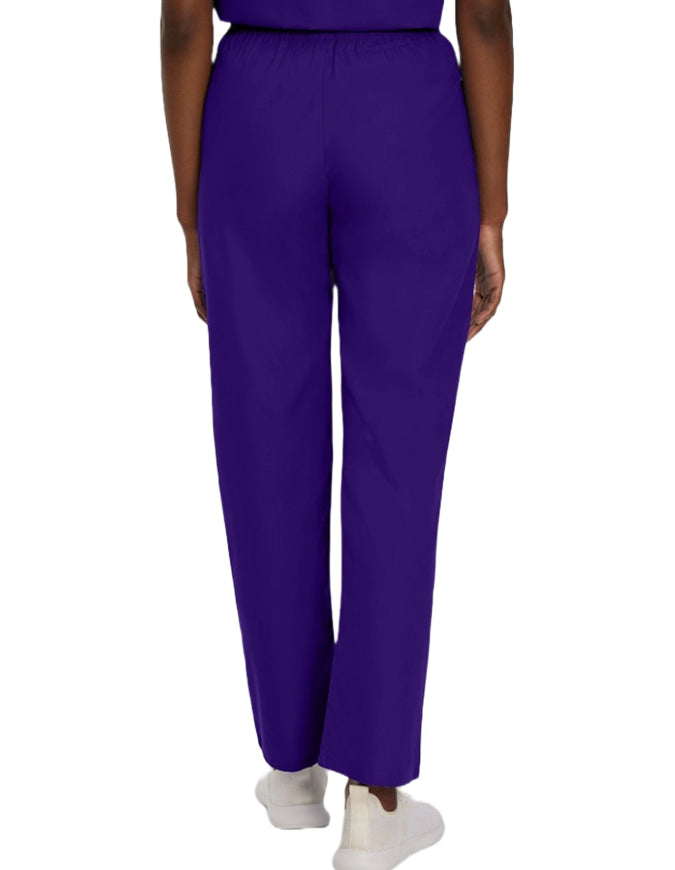 Landau Women Classic Relaxed Elastic Waist Medical Scrub Pants Grape