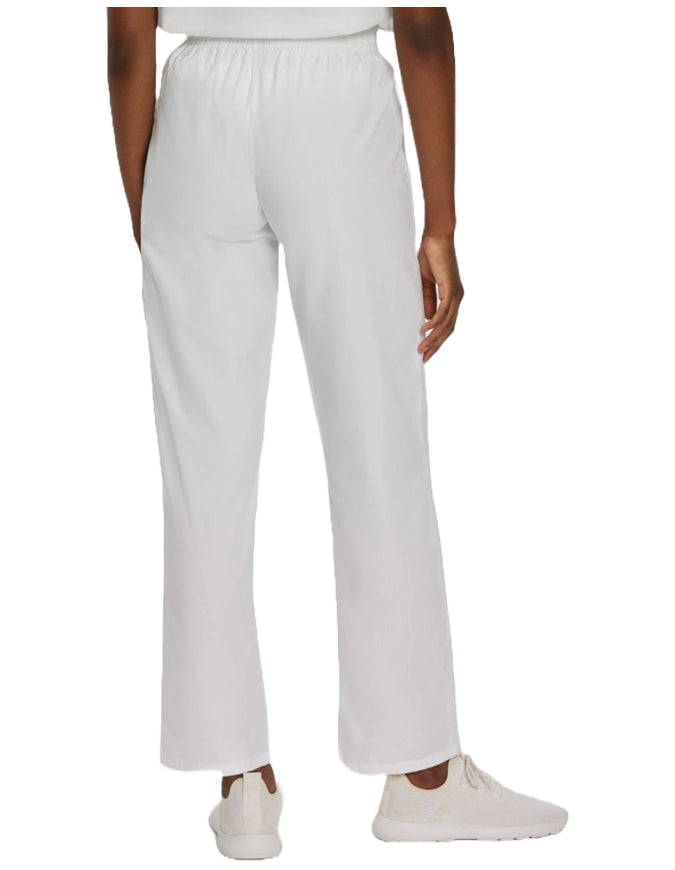 Landau Women Classic Relaxed Elastic Waist Medical Scrub Pants White