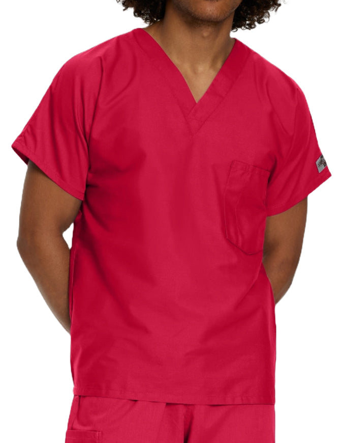 Landau ScrubZone 27.5 Inch Unisex V-Neck Scrub Top Landau ScrubZone 27.5 Inch Unisex V-Neck Scrub Top Red