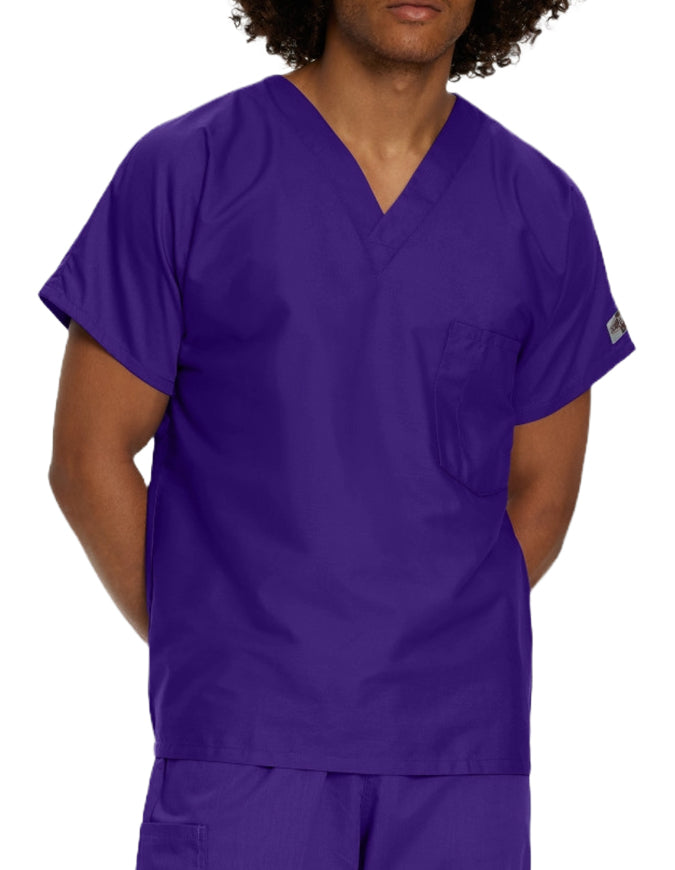 Landau ScrubZone 27.5 Inch Unisex V-Neck Scrub Top Grape