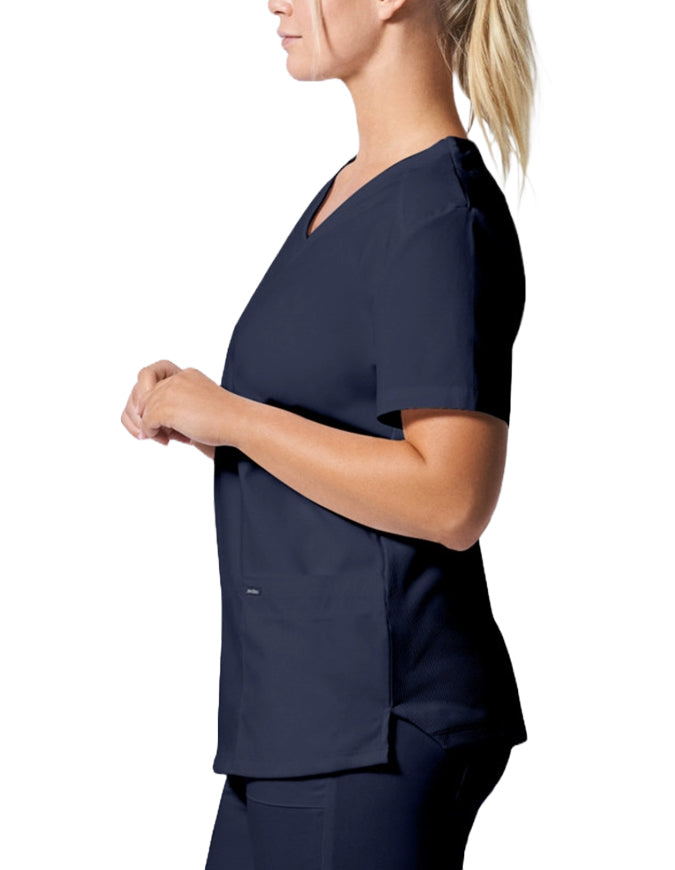 Landau ProFlex Women's 3 Pocket V-Neck Scrub Top True Navy