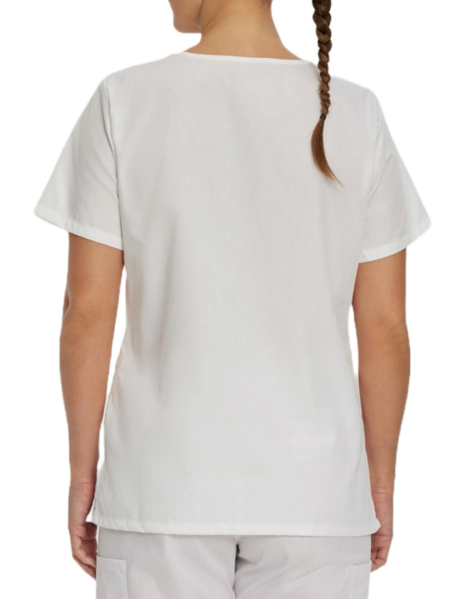 Landau ScrubZone Women's Double Pocket V-Neck Nursing Top - White