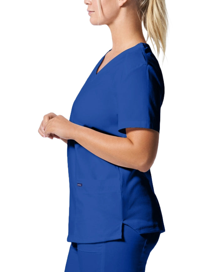 Landau ProFlex Women's 3 Pocket V-Neck Scrub Top Galaxy Blue