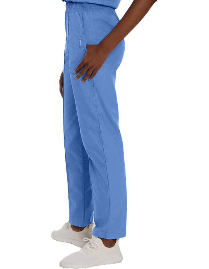 Landau Women Classic Fit Elastic Waist Medical Scrub Pants Ceil Blue