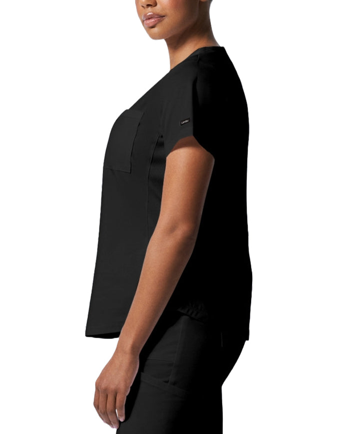 Landau ProFlex Women's 2 Pocket V-Neck Scrub Top Black