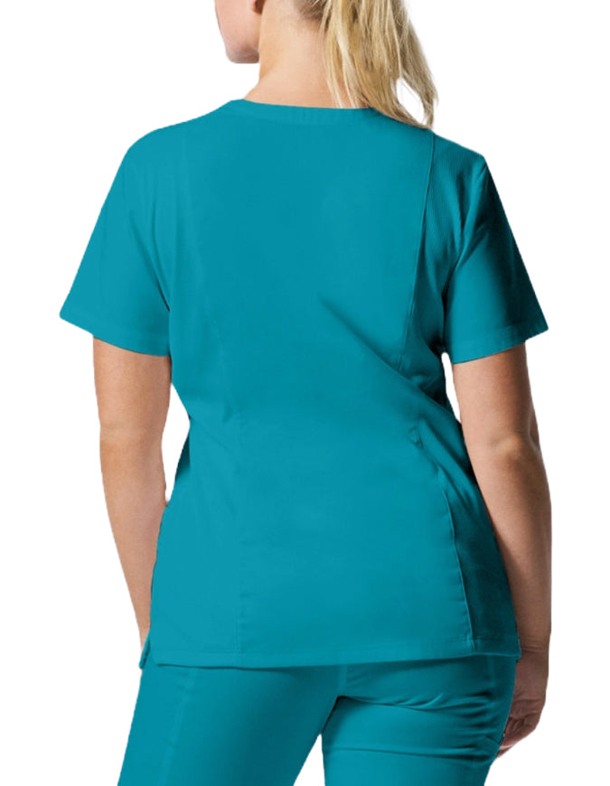 Landau ProFlex Women's 3 Pocket V-Neck Scrub Top Teal