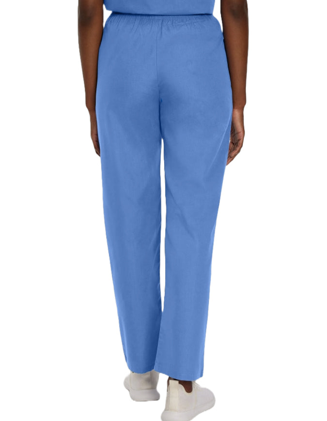 Landau Women Classic Relaxed Elastic Waist Medical Scrub Pants Ceil Blue