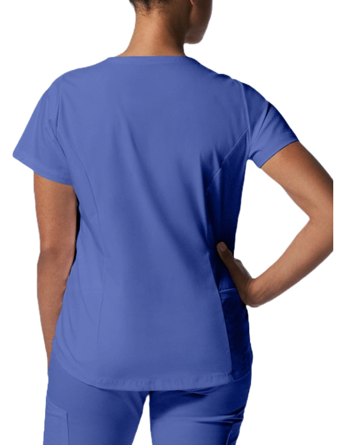 Landau ProFlex Women's 2 Pocket V-Neck Scrub Top Ceil Blue