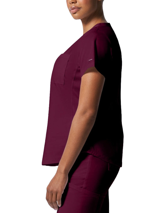 Landau ProFlex Women's 2 Pocket V-Neck Scrub Top Wine