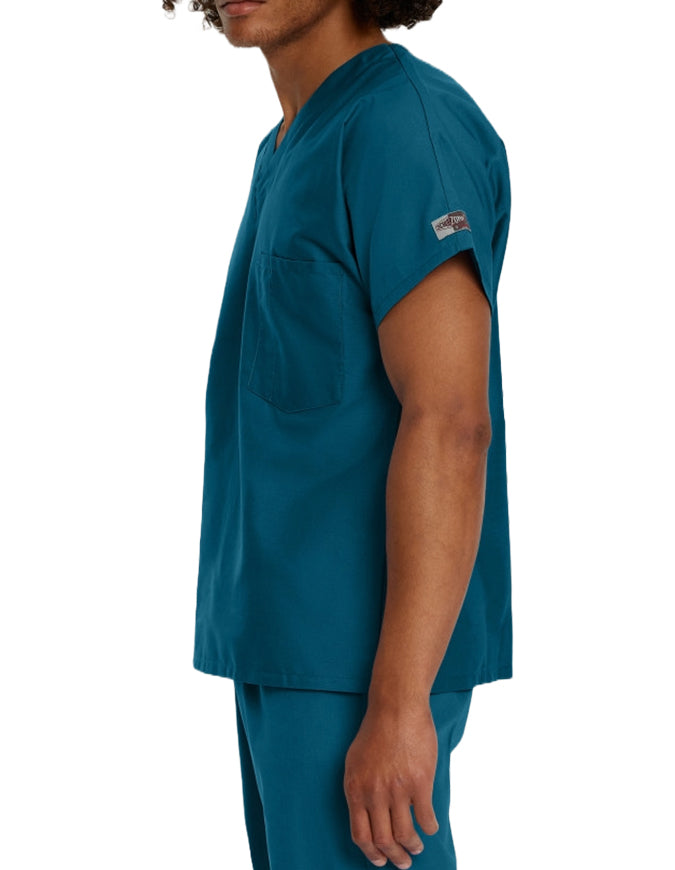 Landau ScrubZone 27.5 Inch Unisex V-Neck Scrub Top Caribbean Blue