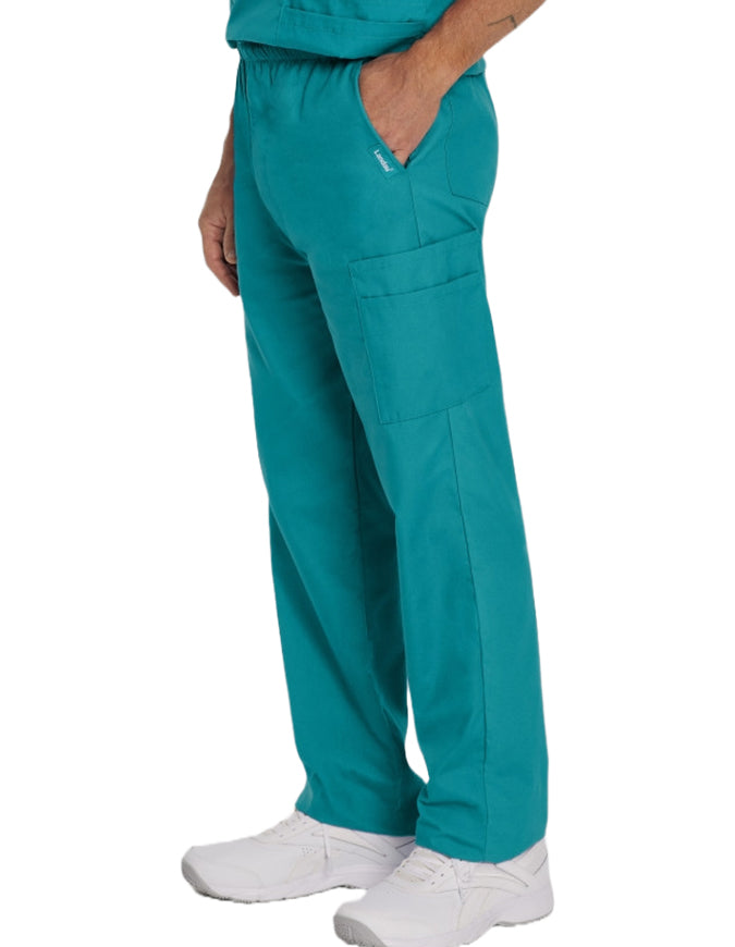 Landau Scrubzone 30 Inch Men's Elastic Waist Medical Scrub Pants Teal