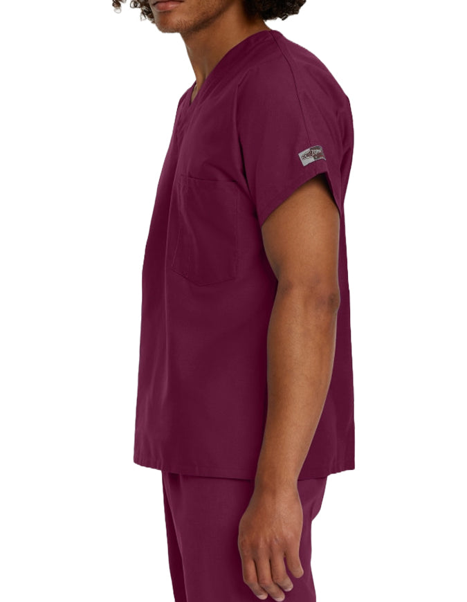 Landau ScrubZone 27.5 Inch Unisex V-Neck Scrub Top Wine