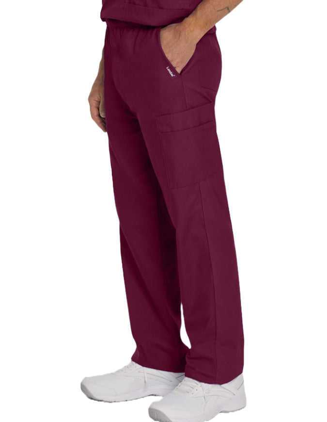 Landau Scrubzone 30 Inch Men's Elastic Waist Medical Scrub Pants Wine