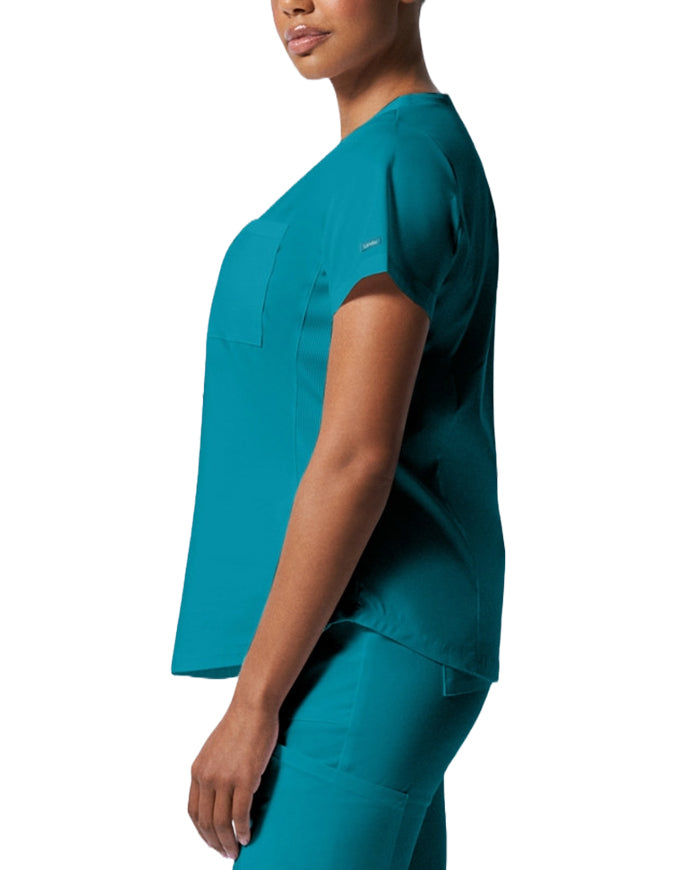 Landau ProFlex Women's 2 Pocket V-Neck Scrub Top Teal