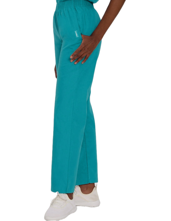 Landau Women Classic Relaxed Elastic Waist Medical Scrub Pants Teal