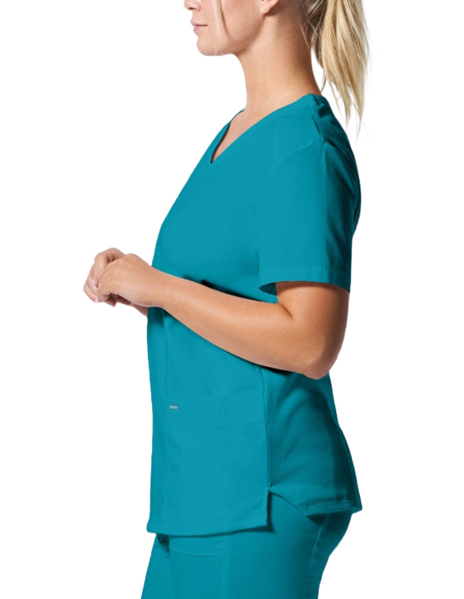 Landau ProFlex Women's 3 Pocket V-Neck Scrub Top Teal