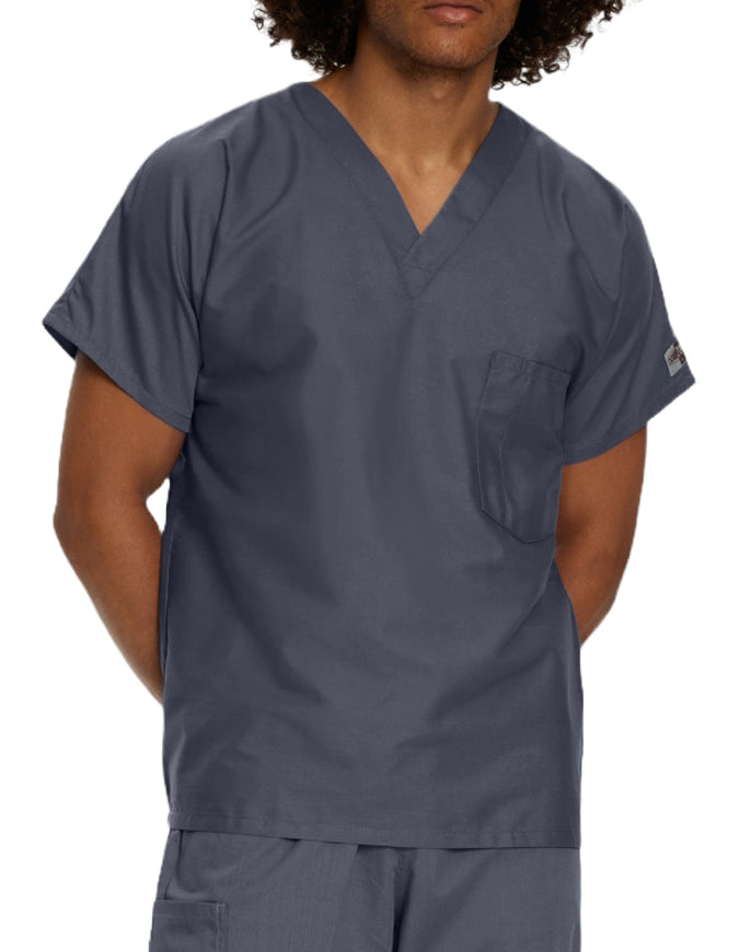 Landau ScrubZone 27.5 Inch Unisex V-Neck Scrub Top Landau ScrubZone 27.5 Inch Unisex V-Neck Scrub Top Steel Grey