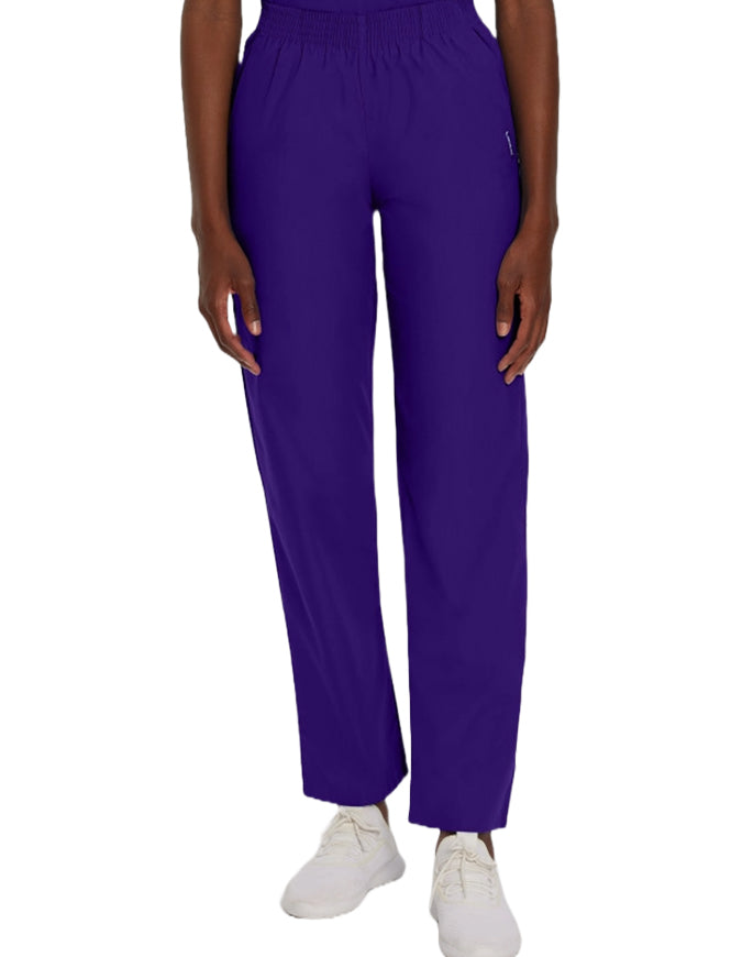 Landau Women Classic Relaxed Elastic Waist Medical Scrub Pants Grape