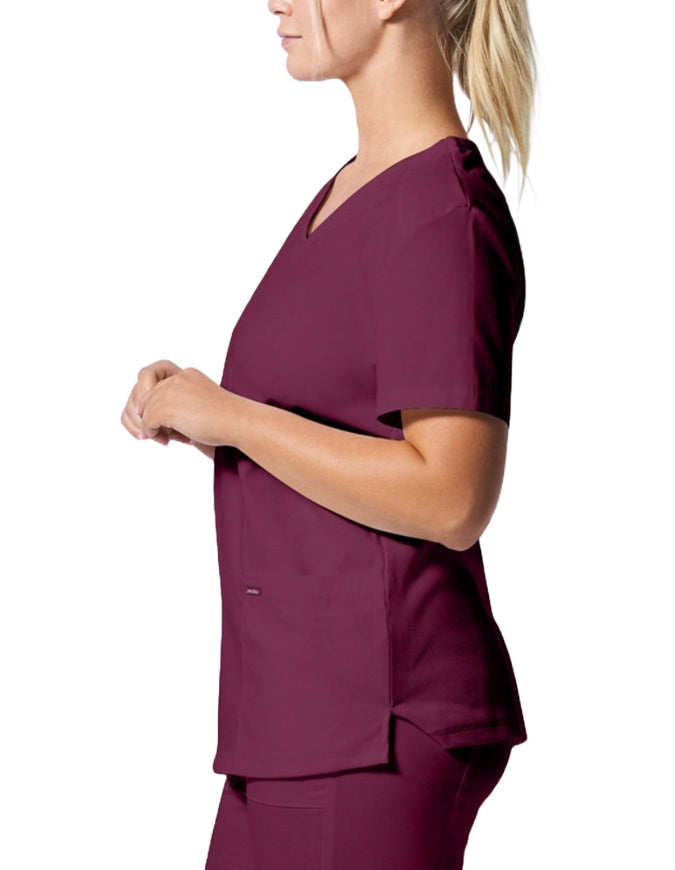 Landau ProFlex Women's 3 Pocket V-Neck Scrub Top Wine