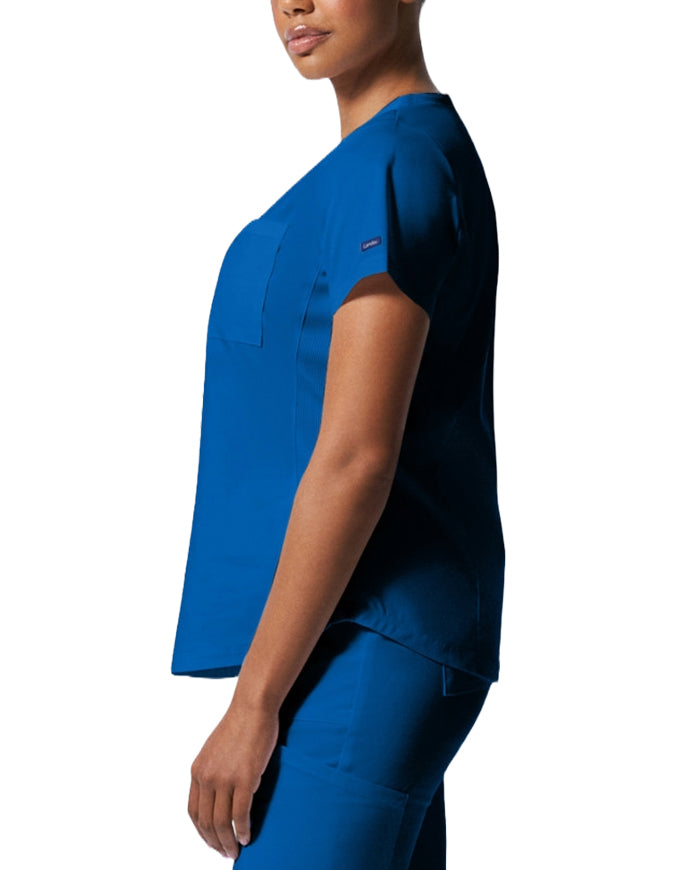 Landau ProFlex Women's 2 Pocket V-Neck Scrub Top Royal Blue