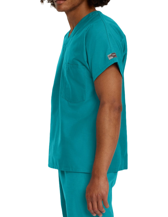 Landau ScrubZone 27.5 Inch Unisex V-Neck Scrub Top teal