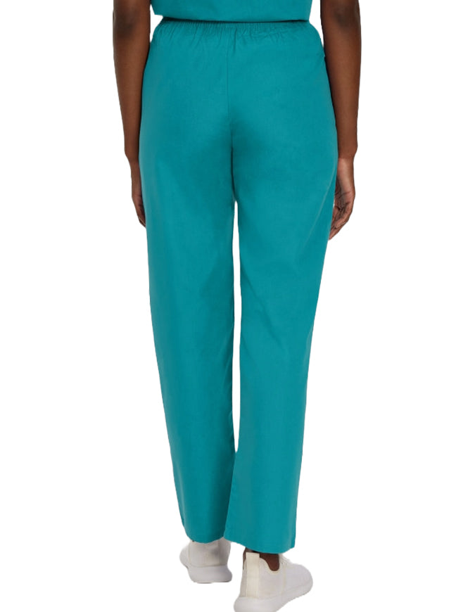 Landau Women Classic Relaxed Elastic Waist Medical Scrub Pants Teal