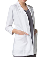 Maevn 29 inch Red Panda Women's Vented Back Three Quarter Sleeve Lab Coat - White