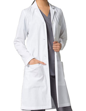 Maevn 37.5 Inch Red Panda Women's Long Lab Coat - White