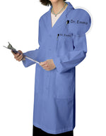 Free Embroidery Adar 39 Inch Unisex Ceil Blue Multiple Pocket Medical Lab Coat - Ceil Blue